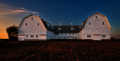 White Barn at Sunset