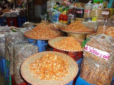 Dried seafood for sale in the main market in Hanoi, Vietnam