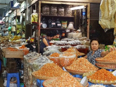 Dried seafood for sale in the main market in Hanoi, Vietnam