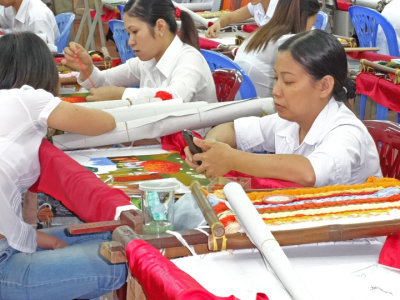 Artisans at a sheltered workshop employing disabled citizens - started after the Vietnam war with the U.S.