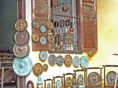 Circular hanging decorations in front of a shop - Hoi An, Vietnam