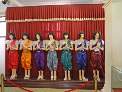 Royal costumes - exhibit at the Royal Palace Complex - Phnom Penh, Cambodia