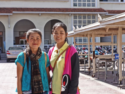 Two of our sponsored young ladies (college students) at the Royal University of Phnom Penh - Cambodia