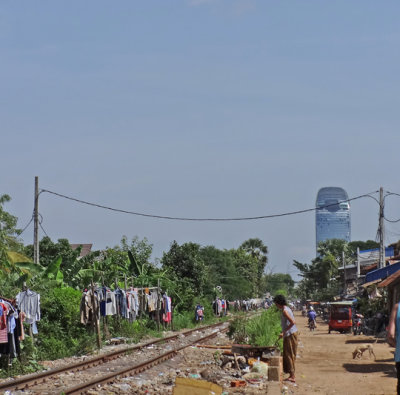 Walking on a road after leaving the room of some of our other sponsored college young ladies - Phnom Penh, Cambodia