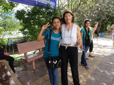 Judy with one of our sponsored young ladies (a college student) - Phnom Penh, Cambodia