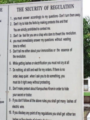 Rules prisoners had to follow at the Khemer Rouge's notorious Security Prison S-21 - Phnom Penh, Cambodia