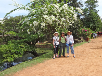 Helen, Judy and Stacy on the road to the 9th century c.e. Preah Ko Temple in the Roluos Group, Cambodia