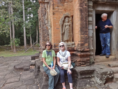  Helen, Stan and Judy at Preah Ko - Hindu temple constructed in the late 9th century c.e. - part of the Roluos Group, Cambodia