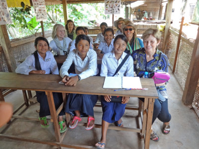 Members of the Women for Women Group in the class so the students could practice their English. 