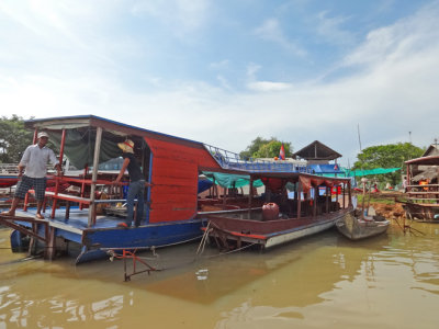 Boats to explore the floating village of Kompong Phluk on the Tonle Sap Lake in the Siem Reap Province of Cambodia