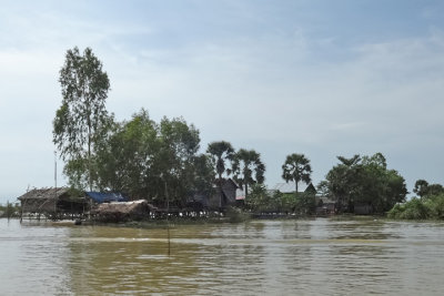 Houses (on stilts/piles) in a stilted village  on Tonle Sap Lake in the Siem Reap Province of Cambodia