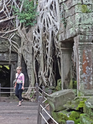 Janet at the Ta Prohm Temple in Angkor, Siem Reap Province, Cambodia