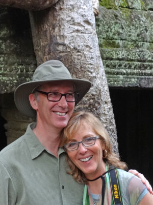 Fran and Alan at the Ta Prohm Temple  - in Angkor, Siem Reap Province, Cambodia