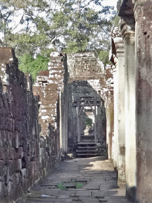 Walkway in the Bayon Temple in Angkor Thom, Siem Reap Province, Cambodia 