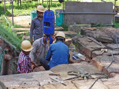 A restoration project at the Bayon Temple - one of many such projects throughout the Angkor Archaeological Park