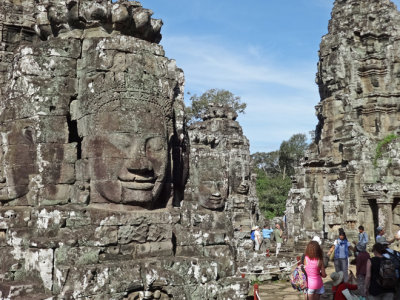 Stone towers with the faces of Avalokitesvara (Buddha of Compassion) -  Bayon Temple, Angkor Thom, Siem Reap Province, Cambodia