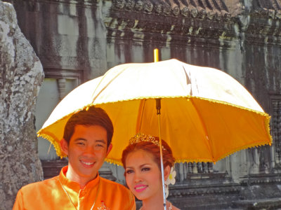 A Cambodian couple getting married at Angkor Wat - Siem Reap Province, Cambodia