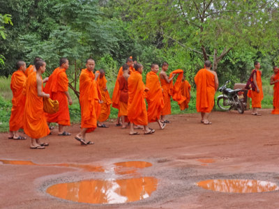 Monks near the Banteay Srei Temple - Angkor, Siem Reap Province, Cambodia