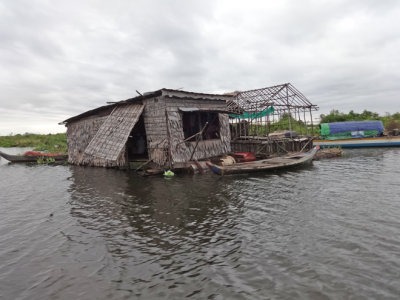 House in a floating village on Tonle Sap Lake - Siem Reap Province, Cambodia