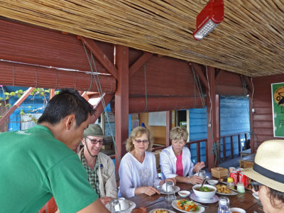Janet, Stacy and Alan - lunch at a floating restaurant - Tonle Sap Lake, Siem Reap Province, Cambodia