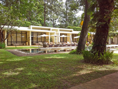 The pool at the beautiful FCC Angkor Boutique Hotel (and spa) in Siem Reap, Cambodia