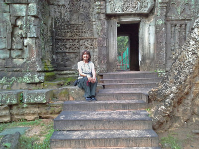 Judy at the Ta Prohm Temple - in Angkor, Siem Reap Province, Cambodia