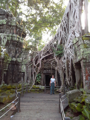 Judy at the Ta Prohm Temple - in Angkor, Siem Reap Province, Cambodia