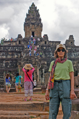 Judy approaching the Bakong Temple in Angkor, Siem Reap Province, Cambodia