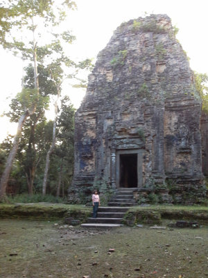 Judy at a temple in the Pre-Angkorian Hindu temple complex of Sambor Prei Kuk - in the Kompong Thom Province, Cambodia