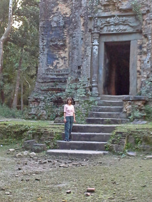  Judy at a temple in the Pre-Angkorian Hindu temple complex of Sambor Prei Kuk - in the Kompong Thom Province, Cambodia