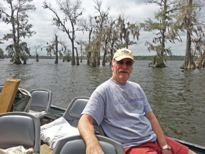 Ken in a boat on Lake Martin in southwestern Louisiana