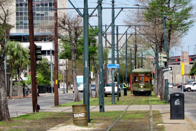  Trolley on St. Charles Avenue in New Orleans - used by us to get to the French Quarter from our hotel, the Clarion