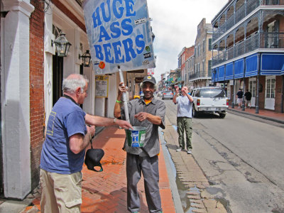  Elliott contributing to a worthy cause in the French Quarter of New Orleans (Ken is in the background.)