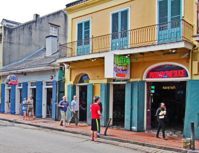 Ken and Elliott strolling on Bourbon Street in the French Quarter of New Orleans