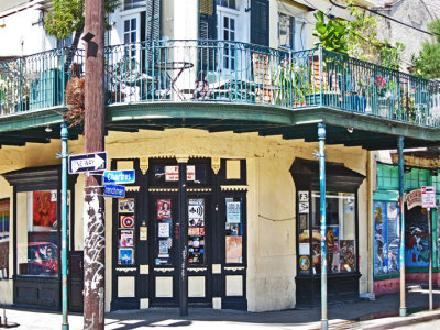 The corner of Charles and Frenchmen Streets just outside the French Quarter in New Orleans