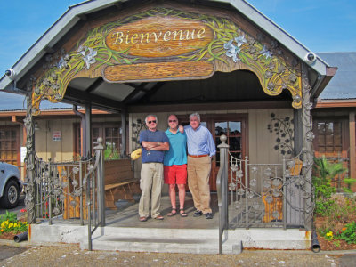 Elliott, Ken and Jerry in front of Prejean's in Lafayette - southwestern Louisiana