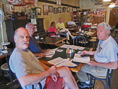 Ken, Elliott and Jerry in Chez Jacqueline's (French and Cajun cuisine) in Breaux Bridge in southwestern Louisiana