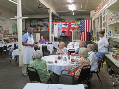 Mr. D. singing and talking to patrons of his Old Country Store Restaurant in Lorman, soutrhern Mississippi - we ate lunch here