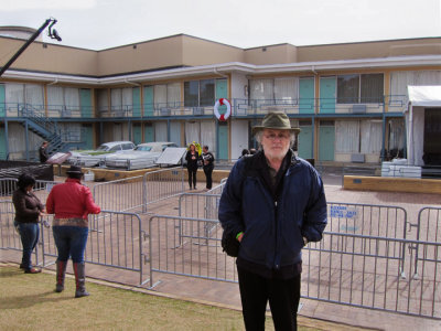Richard in front of the Lorraine Motel which is part of the National Civil Rights Museum at the Lorraine Motel in Memphis