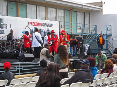Musical entertainment at the reopening of the National Civil Rights Museum at the Lorraine Motel in Memphis, Tennessee