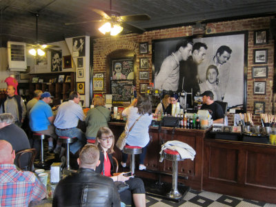 Main room of Sun Studio where guests wait for tours, and refreshments and souvenirs are sold -  in Memphis Tennessee