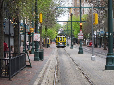 Trolley on Main Street in downtown Memphis, Tennessee