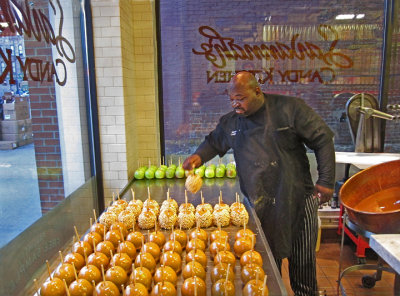 Candy apples being made at Savannah's Candy Kitchen in downtown Nashville, Tennessee
