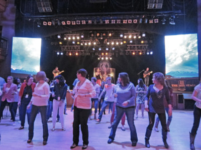 Line dancing while Holland Marie was singing on stage in the background at the Wildhorse Saloon in Nashville, Tennessee