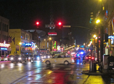 Broadway at night in downtown Nashville, Tennessee