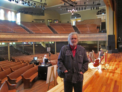 Richard on the stage of the Ryman Auditorium in downtown Nashville, Tennesse