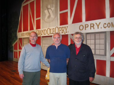 Ken, Elliott and Richard on the stage of the Ryman Auditorium in downtown Nashville, Tennessee