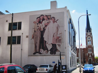 Mural on the outside wall of the headquarters of the Barbershop Harmony Society in downtown Nashville, Tennessee