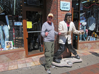 Which one is the better Elvis impersonator? My money is on the guy on the left (Ken) - in downtown Nashville, Tennessee