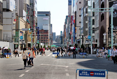 The Ginza District (upscale shopping) in Tokyo
